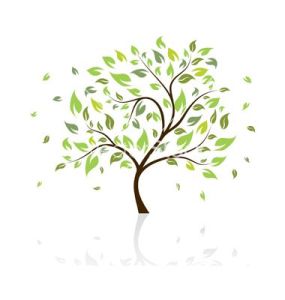 Vector illustration of tree with falling leaves